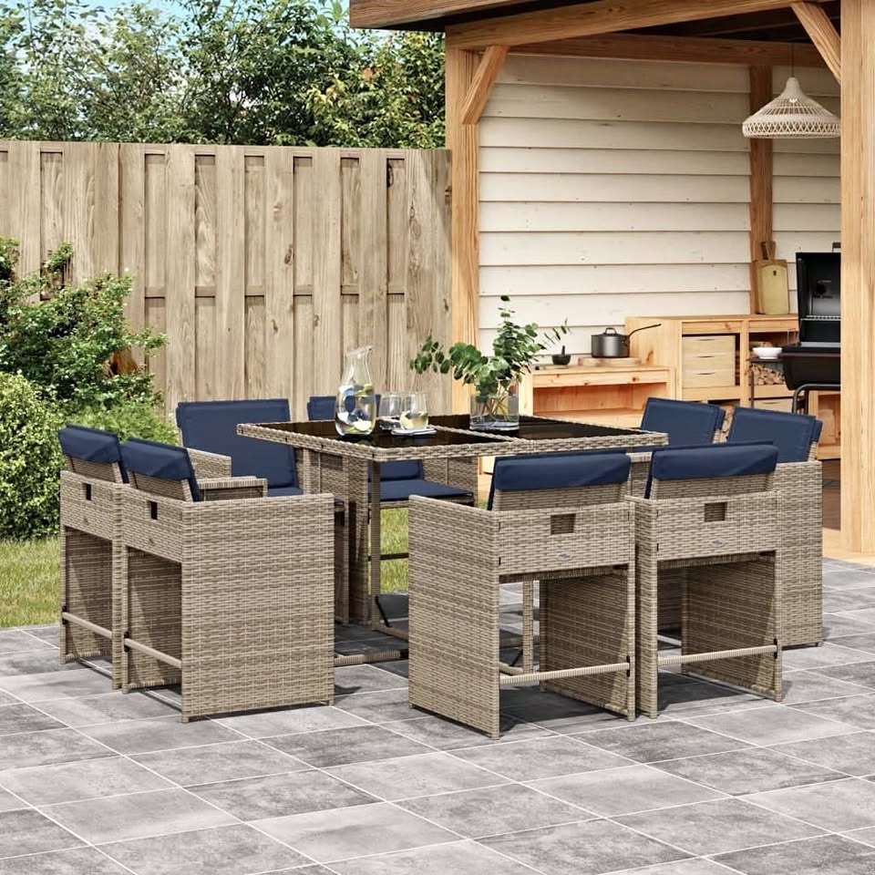 Patio Dining Set Set Of 8 Gray