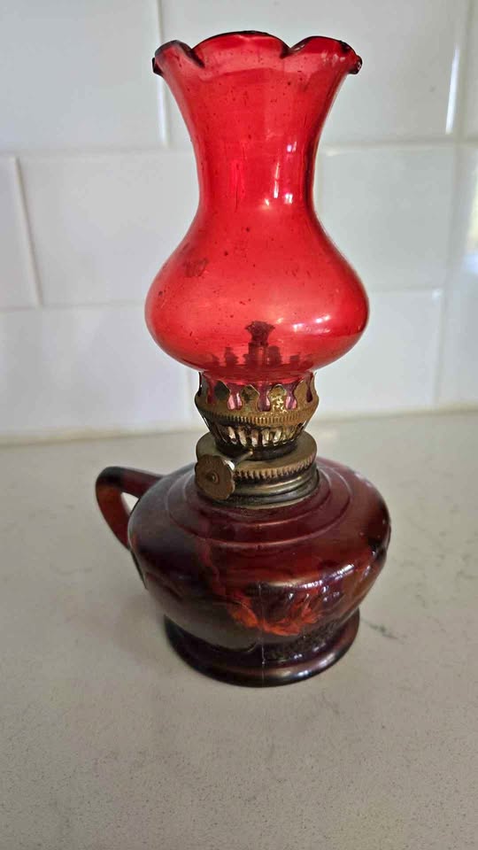 Vintage Mini Ruby Red Oil lamp